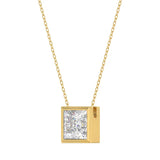 LADIES SOLITAIRE PENDANT 2CT PRINCESS DIAMOND 14K YELLOW GOLD