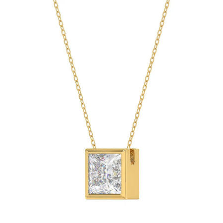 LADIES SOLITAIRE PENDANT 2CT PRINCESS DIAMOND 14K YELLOW GOLD